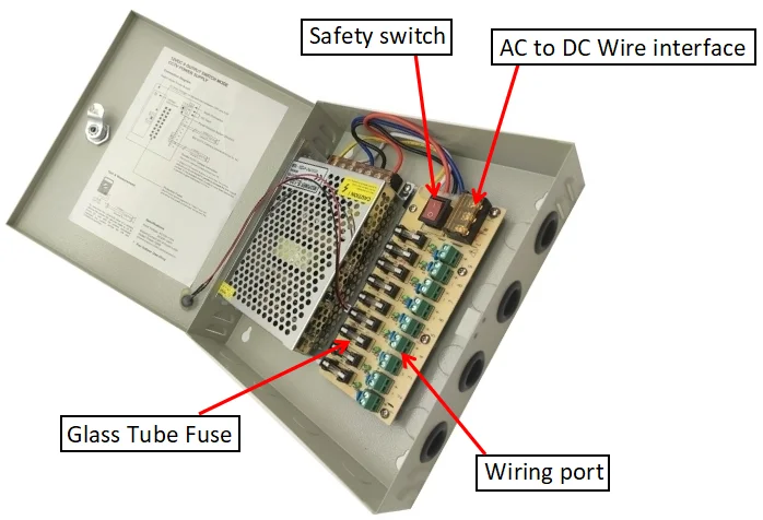 adjustable ac dc 60w power supply cctv 12v 5a 4ch 60w cctv camera power box cctv accessories
