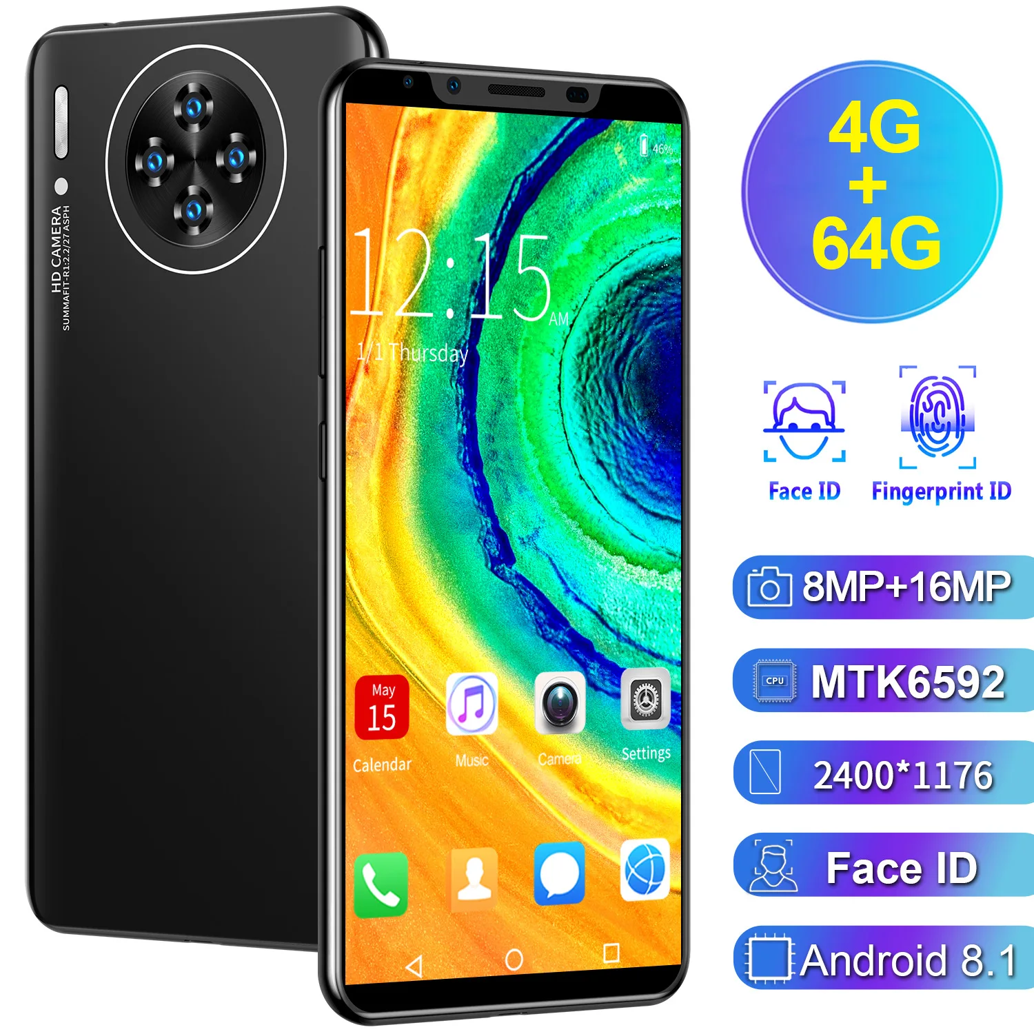  Смартфон M30 plus 8 + 16 Мп 4 ядра две SIM-карты 64 ГБ 5 дюйма Android
