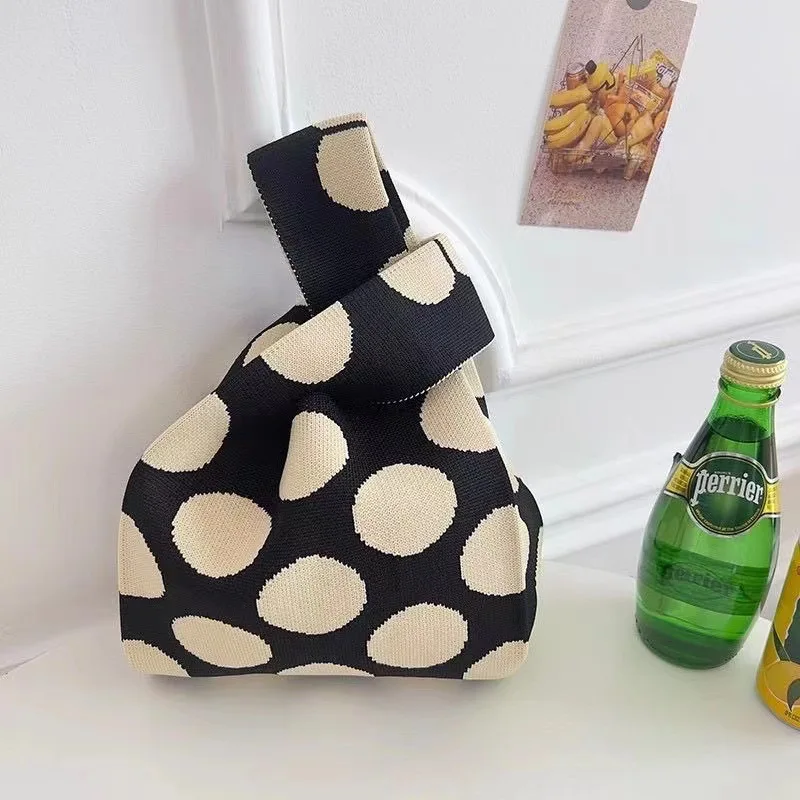 New Patchwork Colors Knitted Shopping Bag Handbags Elegant Chunky Knit Bags For Women Knitting Woven Tote Bag