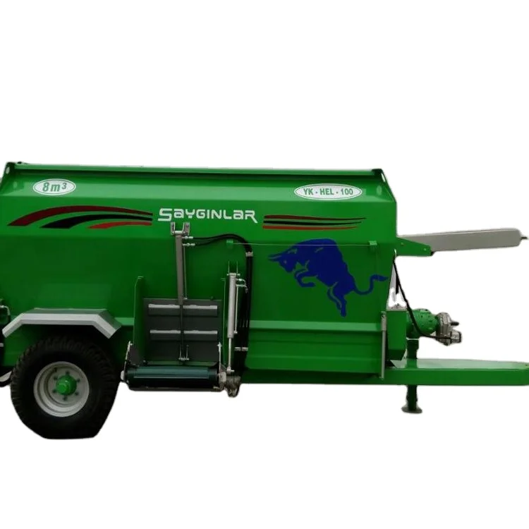 Wagon Horizontal Auger High Quality Tmr Mixer Wagon 8m3 Livestock Feed Mixer Made in Turkey