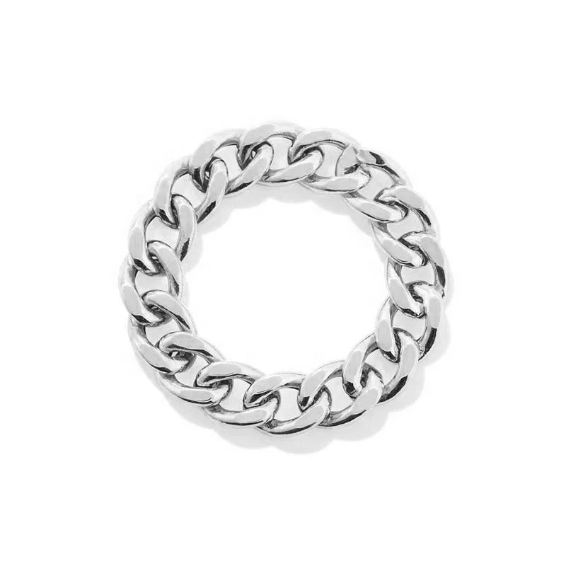 Milskye Wholesale Luxury 925 Sterling Silver Bold Thick Cut Curb Link Chain Ring