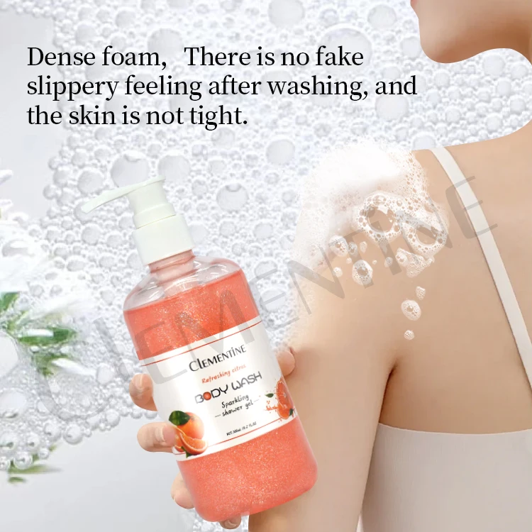 Private Label Shower Gel Manufacturer Fruit Skin Hydrating  Body Wash Scrub Exfoliating Lightening Whitening Shower Gel