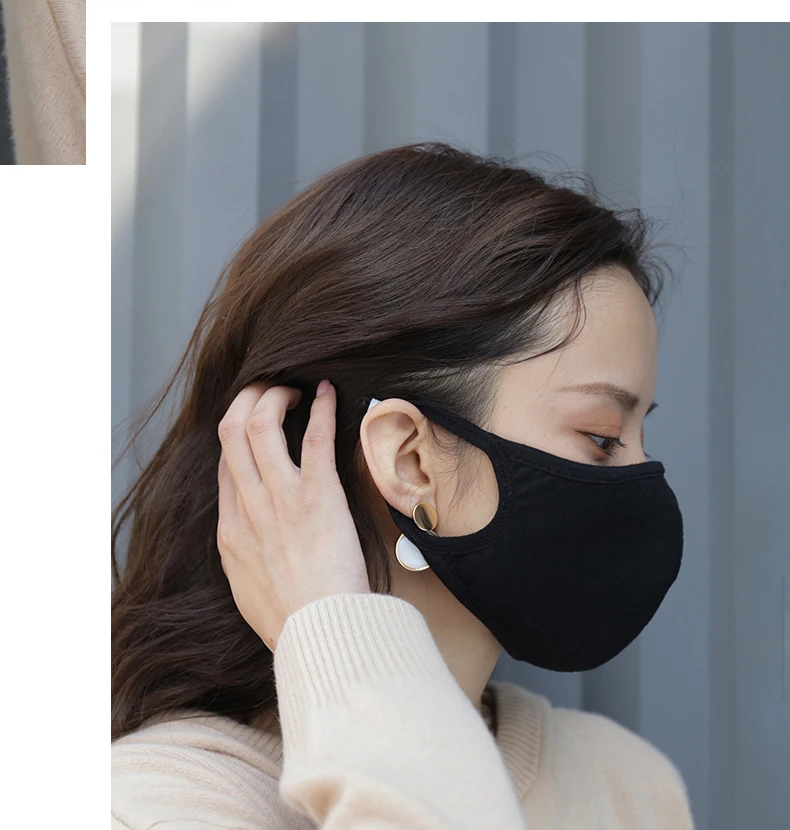 black custom design logo fashion wholesale reusable washable protective mask cotton cloth party face masks windproof dust proof