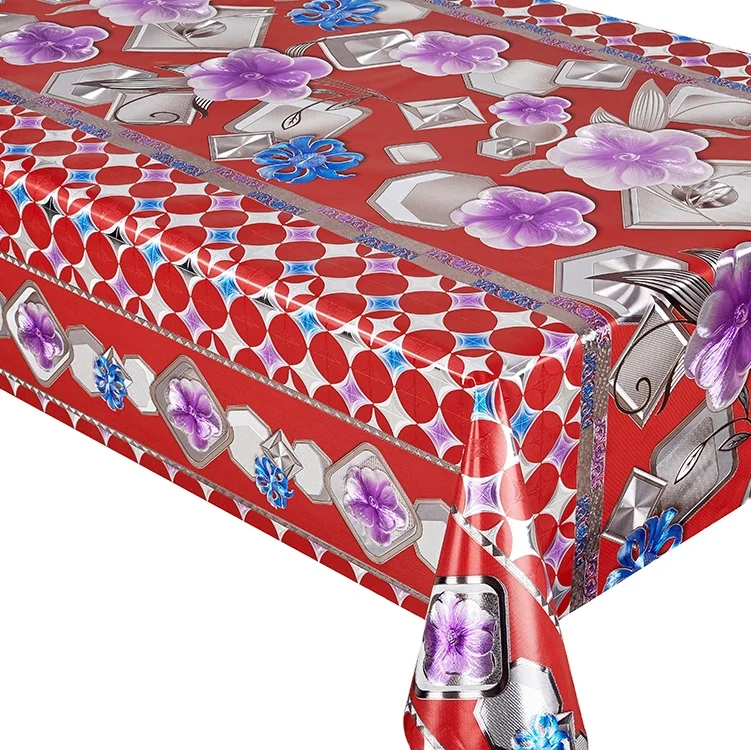 Metallic Luxury Silver PVC easy Clean Oilcloth Tablecloth