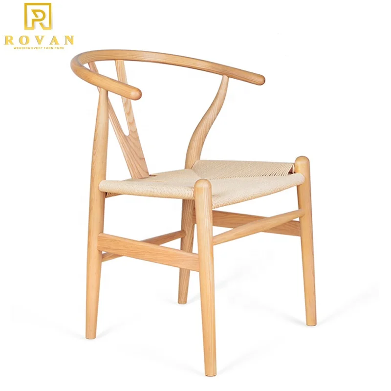 wholesale restaurant furniture solid wood dining chair with armrest wooden wishbone chair