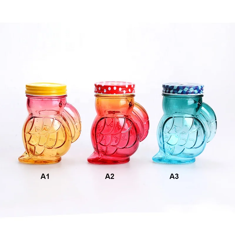 Nice colored 16oz Glass Mason Jars Toucan bird  Animal Shaped Glass Jar Bottles for drinking