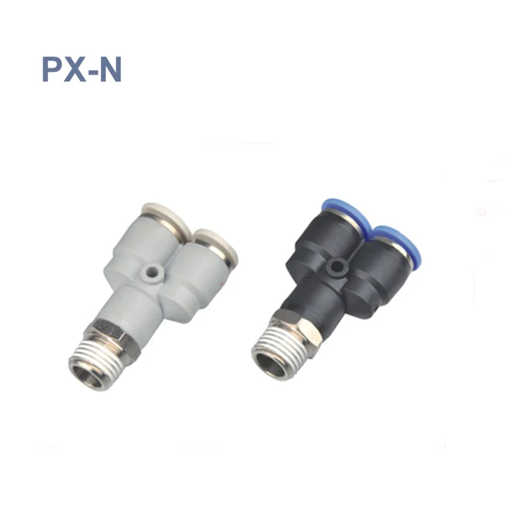 Plastic Spliter Y Type Px Male Threaded Tee One Touch 3 Way Quick Thread Hose Connector Air Tube Fitting Pneumatic