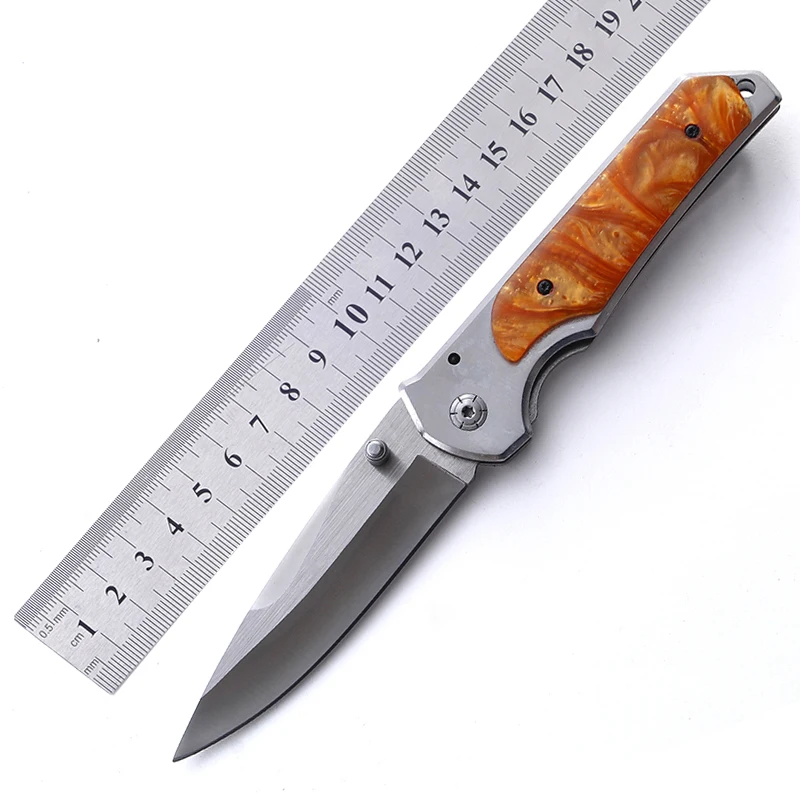 Sanding polish with resin cover handle stainless steel folding knife