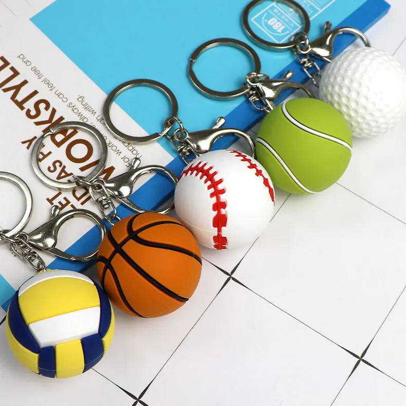 Sports Ball Keychains Soccer Football Baseball Basketball Tennis Ball Golf Ball Keyrings Handbag Hanging Ornaments Keychain