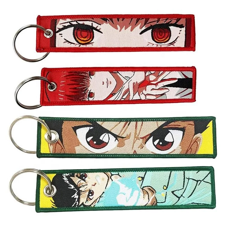 Custom Logo Embroidery KeyChain Woven Keychain Motorcycle Car Key Tags Flag Fabric Brand Name Logo Keychains With Good Sewing