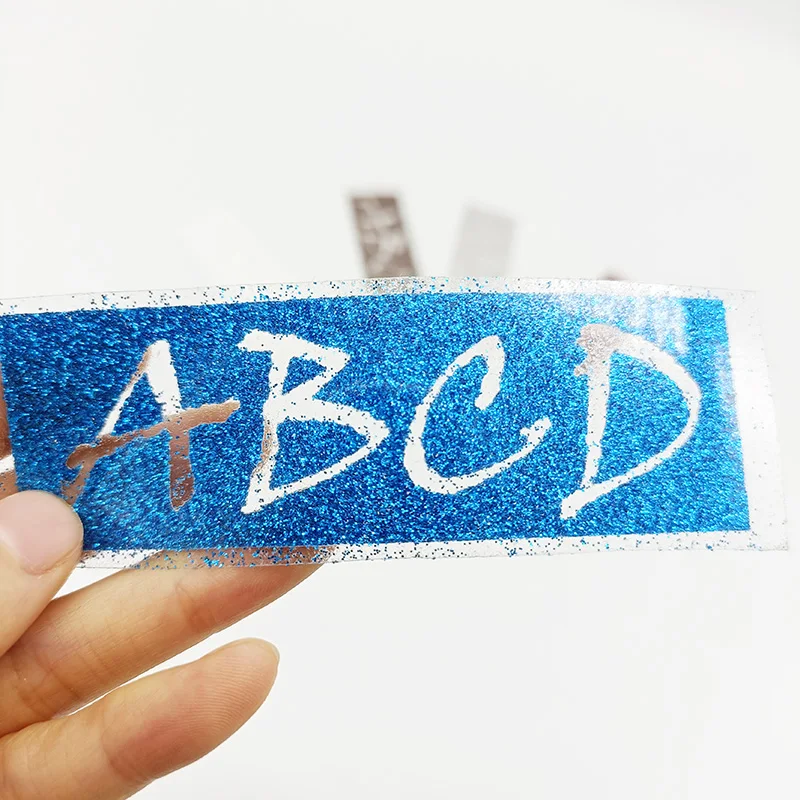 Custom Logo Cutting Glitter Heat Transfer Foil Transfer Sticker Bling Glitter HTV Heat Transfer Vinyl Sticker Garment GHT-001