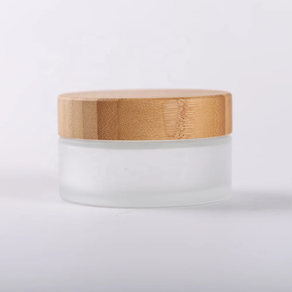 Environmental 5g 10g 15g 20g 30g 50g 100g Empty Cosmetic Container Frosted Glass Cosmetic Cream Jar with Bamboo Lid