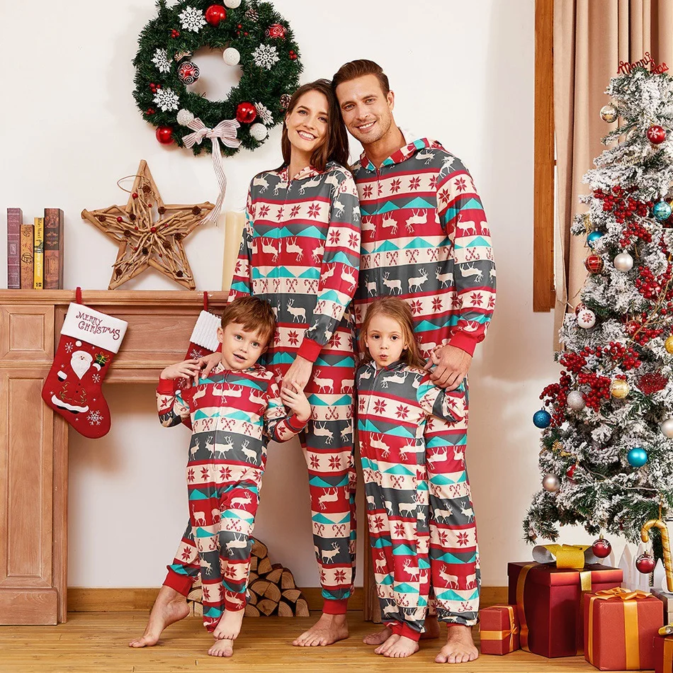 New Christmas Parent-child Set Printed Homewear Pajamas Two-piece One-piece Family Sets