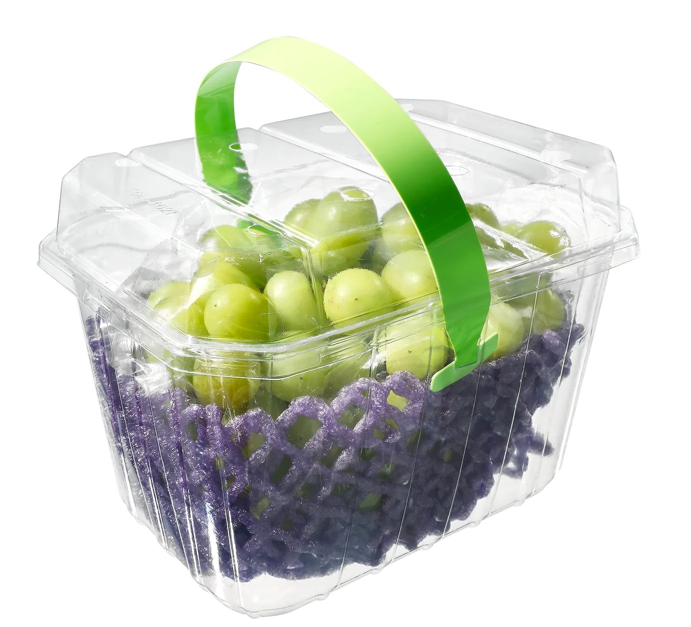 High Quality Disposable PET Plastic Fruit Box with Handle Takeaway Container Fruit Basket for gift or picnic