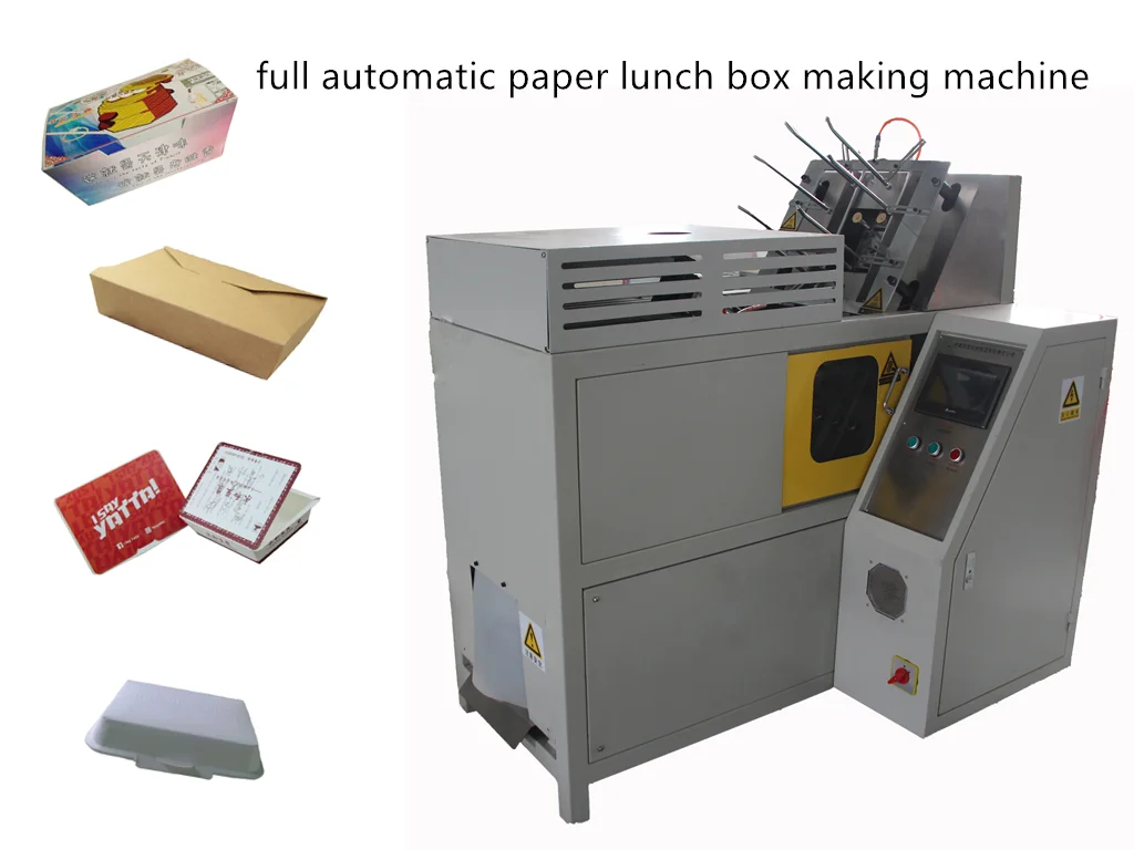 fully automatic paper lunch  box making machine with heat sealing