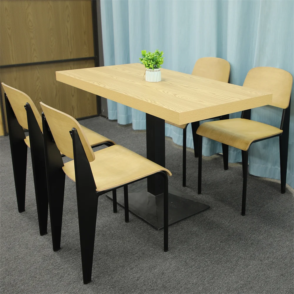 Jean Prouve Dining Chair Set Modern Wood restaurant Furniture Set Industrial Style Iron Bistro Tables And Chairs Sets