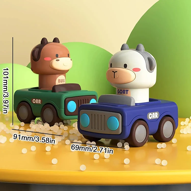 Cartoon Animal Plastic Cute Press And Go Toy Cow  Friction Car Toys For Toddlers Animal Racing Cars