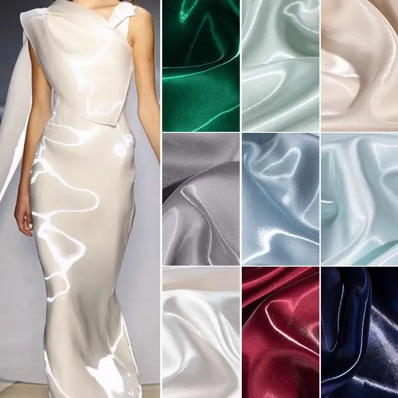 FASHION FABRIC WHOLESALE METALLIC CRYSTAL SHINY LUSTER LIQUID ORGANZA SHIMMER GOLDEN SUPPLIER CLOTH MATERIAL FABRIC FOR DRESS