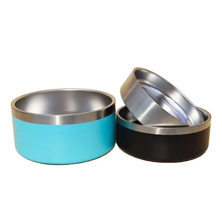 Custom stainless steel non-slip dog water bowl 42oz 64oz pet bowl for dog and cat
