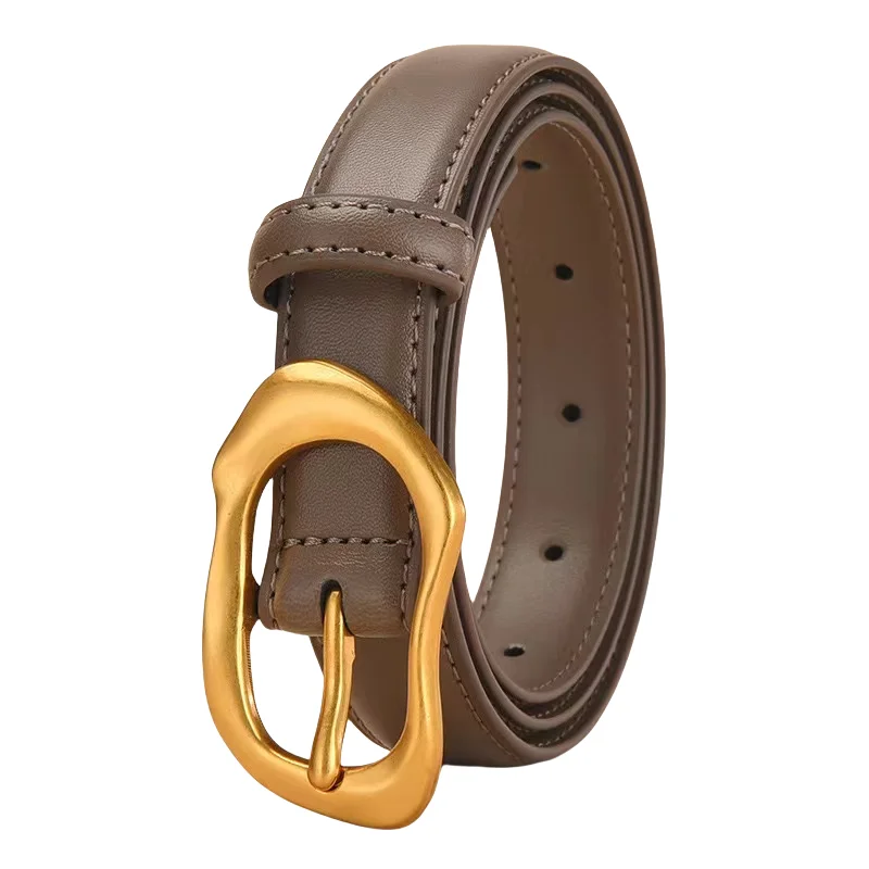 Custom Cow Hide Belt for Women Ladies Dress Pants Fashionable Alloy Buckle Genuine Leather Jean Waist Belt for Girls