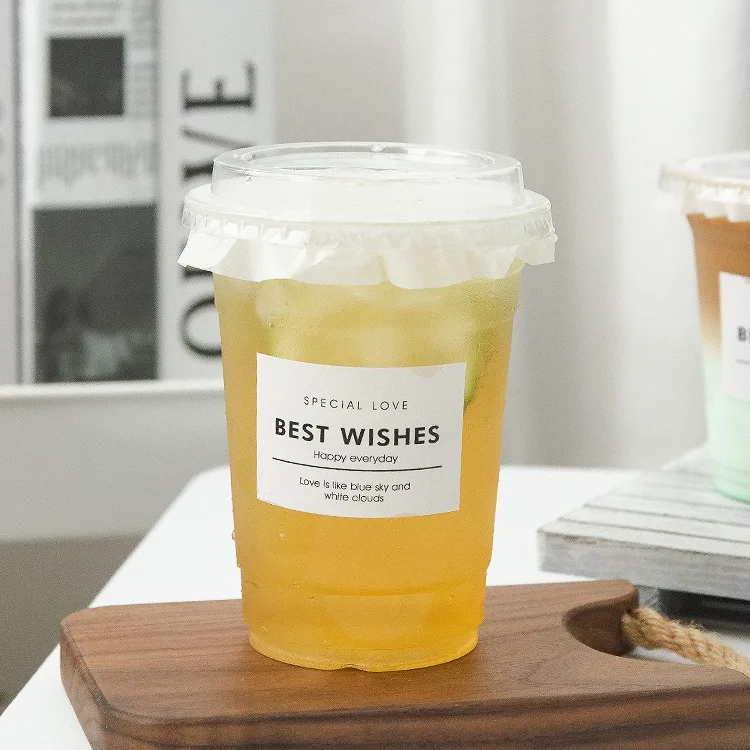 Hot sale PET plastic cup coffee bubble tea disposable plastic cup takeaway cups with lids