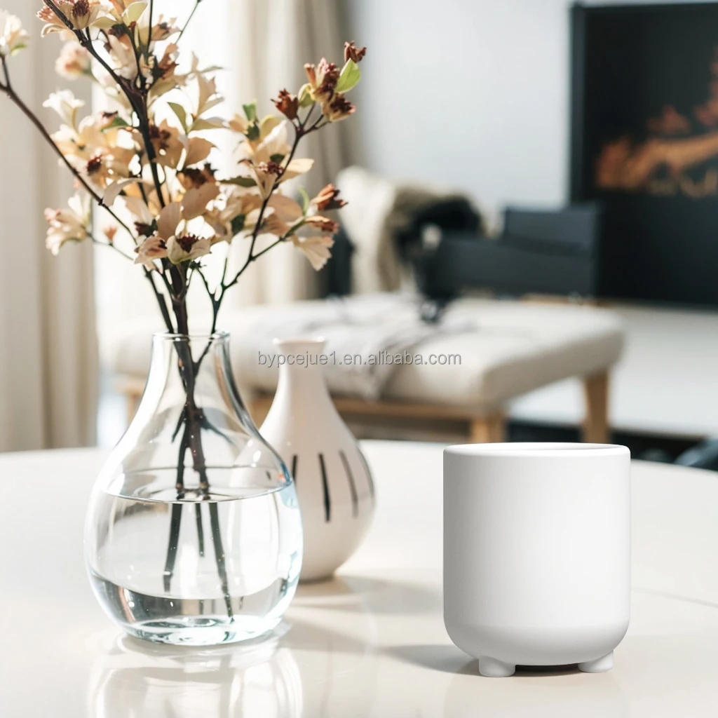 Custom Embossed Dembossed Logo Luxury Essential Oil Soy Wax 10oz Cement Concrete Scented Candles without Lid