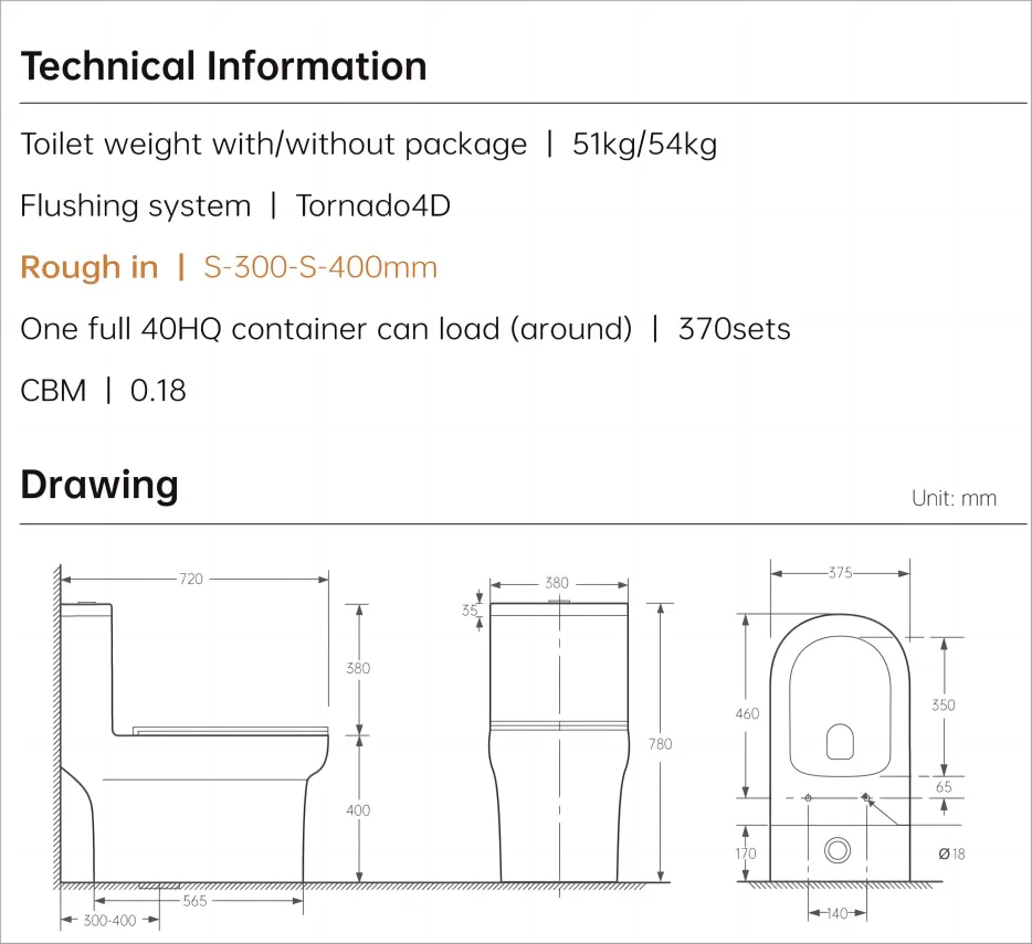 BTO Ceramic Vaso Sanitario Ware One Piece  Water Closet Toilet Inodoro With Tornado Flush Function 300mm Roughing In toilet