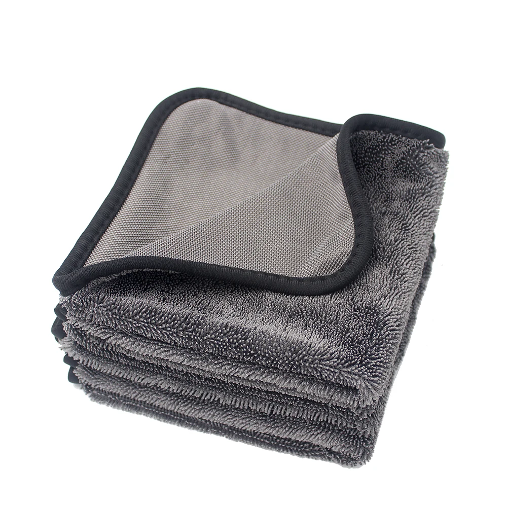 Оптовые продажи ультра толстые 600gsm 1000gsm 1200gsm 1400gsm полотенце для мытья автомобиля из микрофибры абсорбирующей тканью