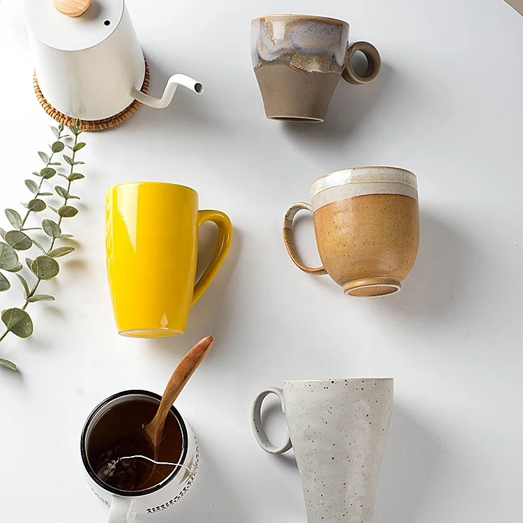 Manufacturer customized ceramic coffee mugs nordic modern under glazed printed logo pattern porcelain cups with handle