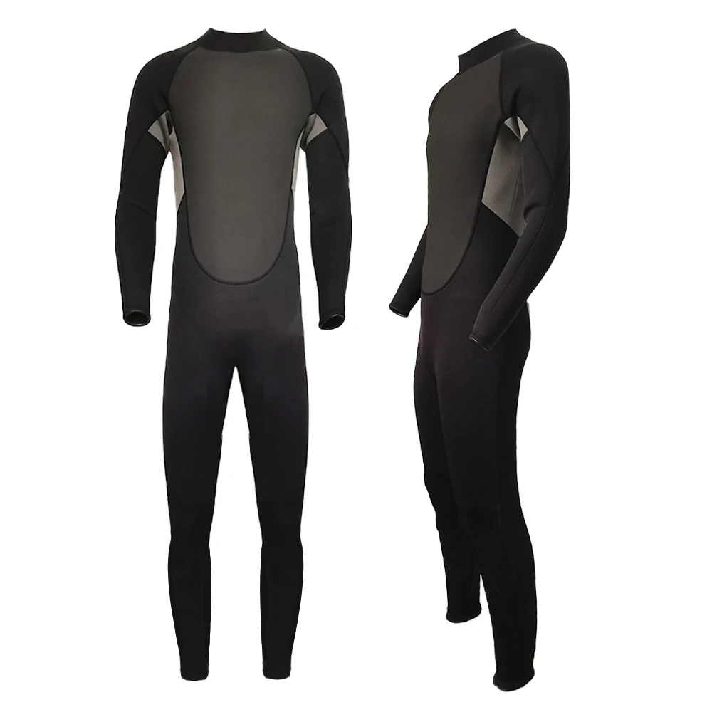 RTS Wholesale Black 3mm Mens Long Sleeve Black Zipper Neoprene One Piece Full Body Wetsuit Surf