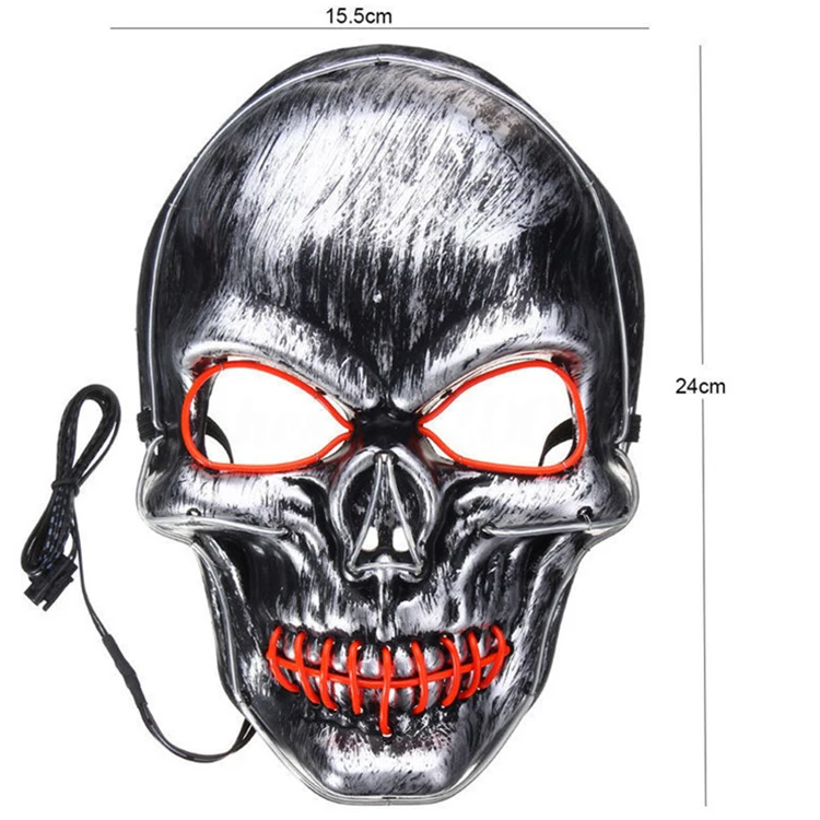Creative Skull Fluorescent Light Up EL Wire Halloween Party Mask