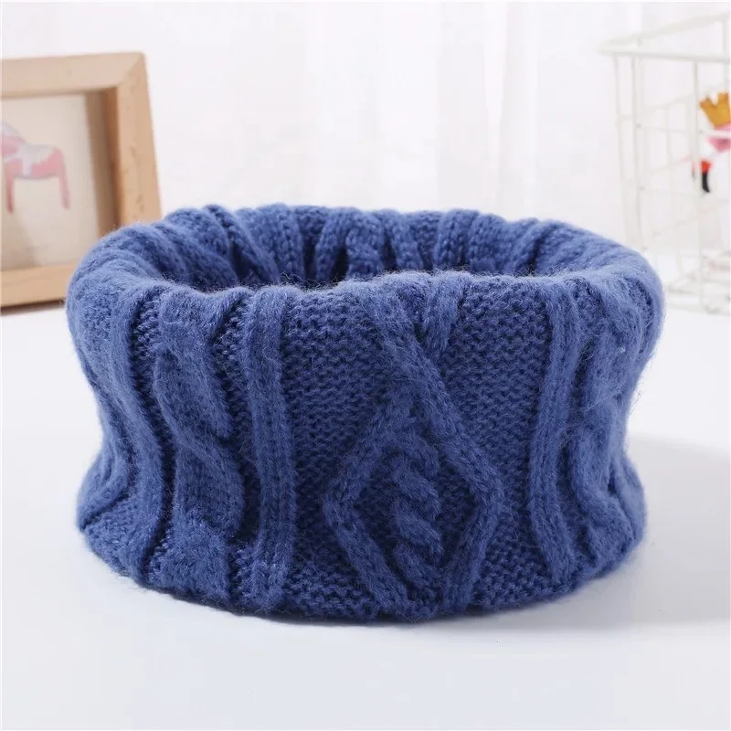 KENSHELLEY 2021European Style Kids Infinity Round Scarf Pure Color Neck Warmer Snood Classic Cable Knitted Wool Snood Scarf