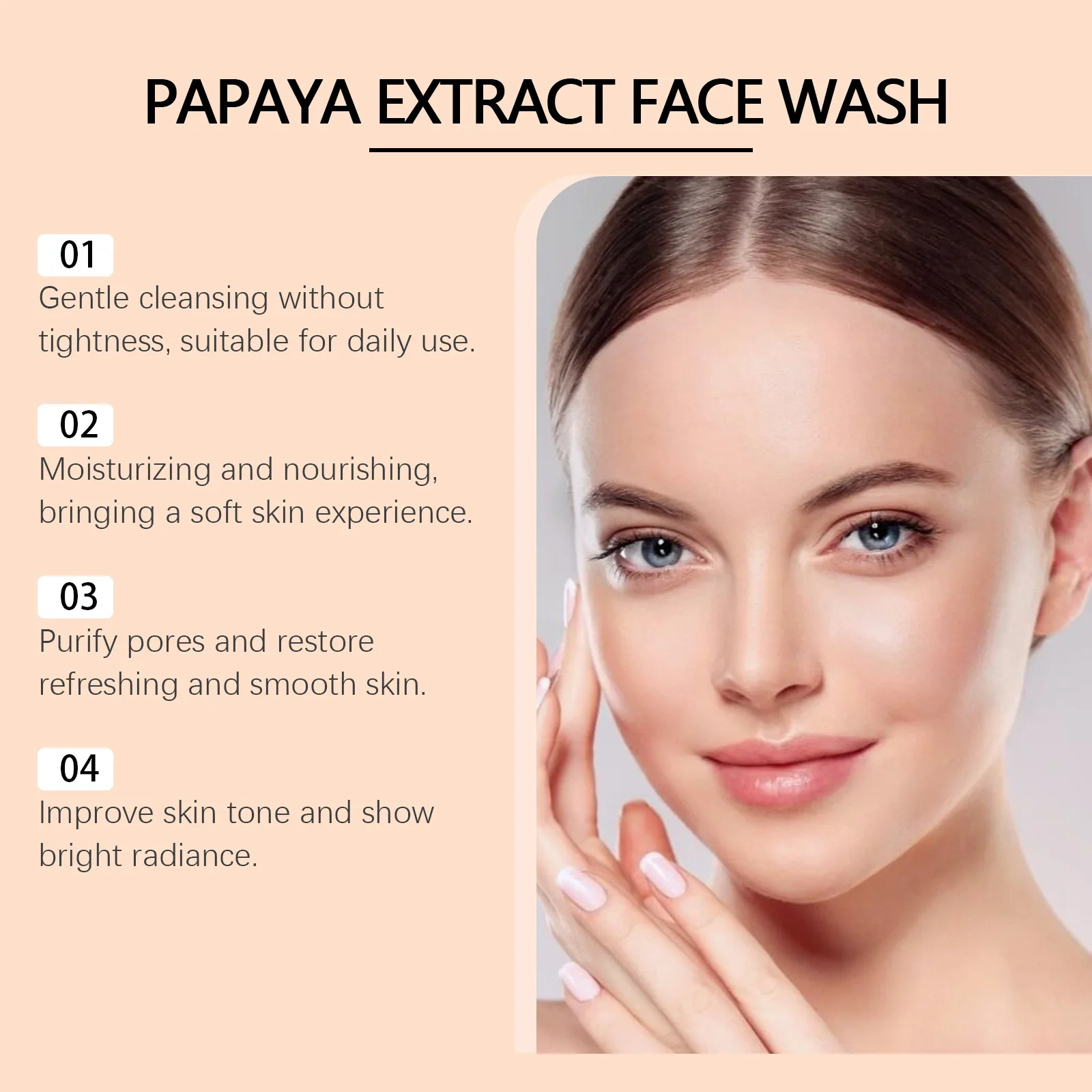 HOYGI Facial Cleanser Skin Care Moisturizing Deep Cleansing Whitening Arbutin Hyaluronic Acid Papaya Face Wash Liquid 100ml