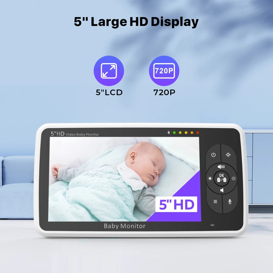 Новинка 5 дюймов HD Беспроводная камера PTZ дистанционное управление температура дисплея монитор младенца 4x зум сплит-режим домофон видео камера для наблюдения