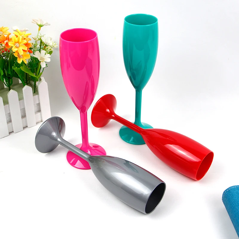 Plastic Glasses Cup for Events Unbreakable Plastic Wine Goblet Glasses Classical Party Plastic Champagne Flutes Reusable 170ml