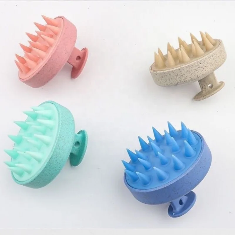 Relax deep clean shower brush Wheat Straw Hair Growth Dual use of dry and wet silicone scalp massager shampoo hair brush