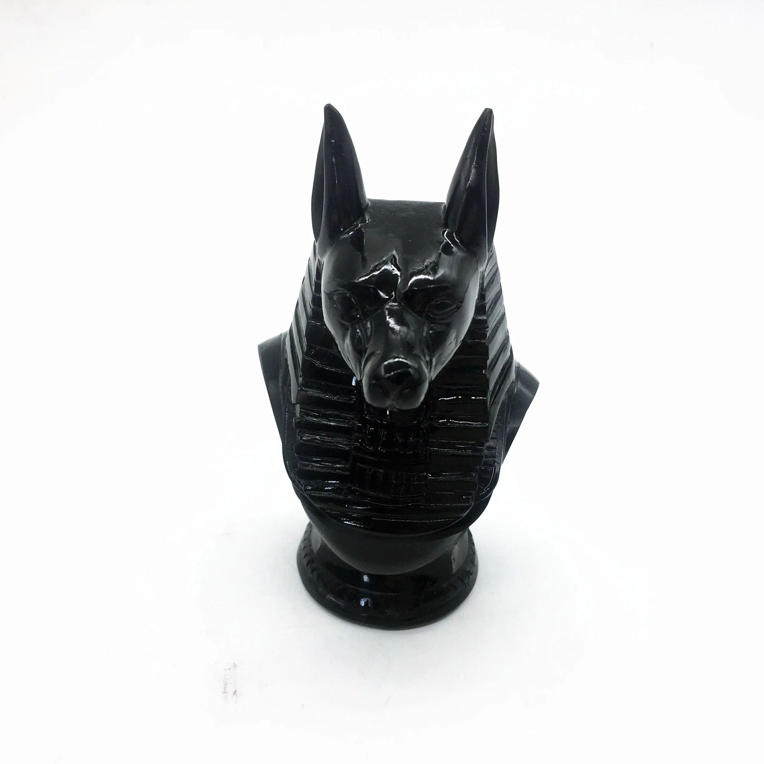 New Product Egyptian God Anubis Busto Statues Hand Carved Black Obsidian Folk Crafts Art Sculpture Crystal Crafts For Collection