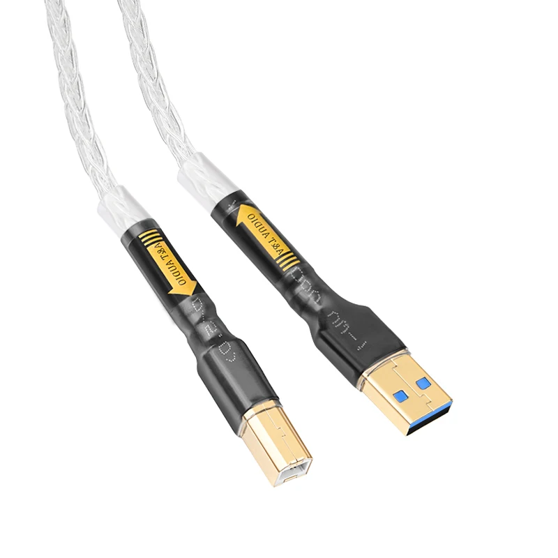 HIFI pure silver USB cable decoding DAC data cable 3.0 upgrade A-B port computer mixer  Usb Optical Cable