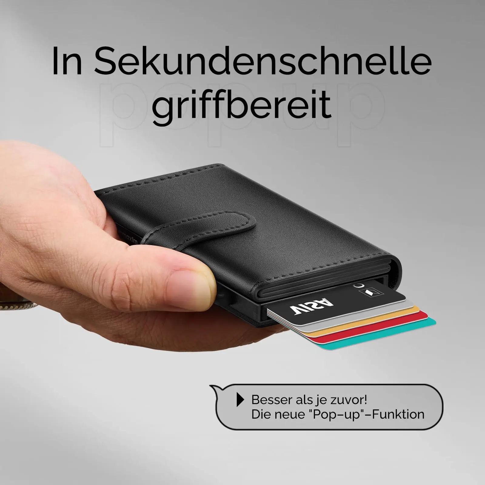 Factory Hot Sale Metal Pop Up Credit Card Holder Wallet Business Leather Card Case RFID Blocking Wallet With Zipper Coin Pocket