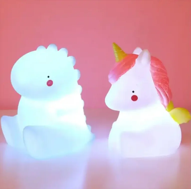 Cute Wake Up Light at Night Multiple Shape Power Cartoon Bedroom Bedside Luminous Toy LED Unicorn Night Light Toys