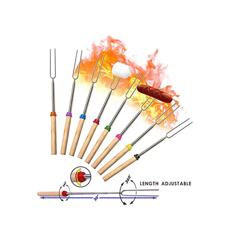 Marshmallow Roasting Sticks Telescoping Rotating Smores Skewers for Campfire Fire Pit Cooking