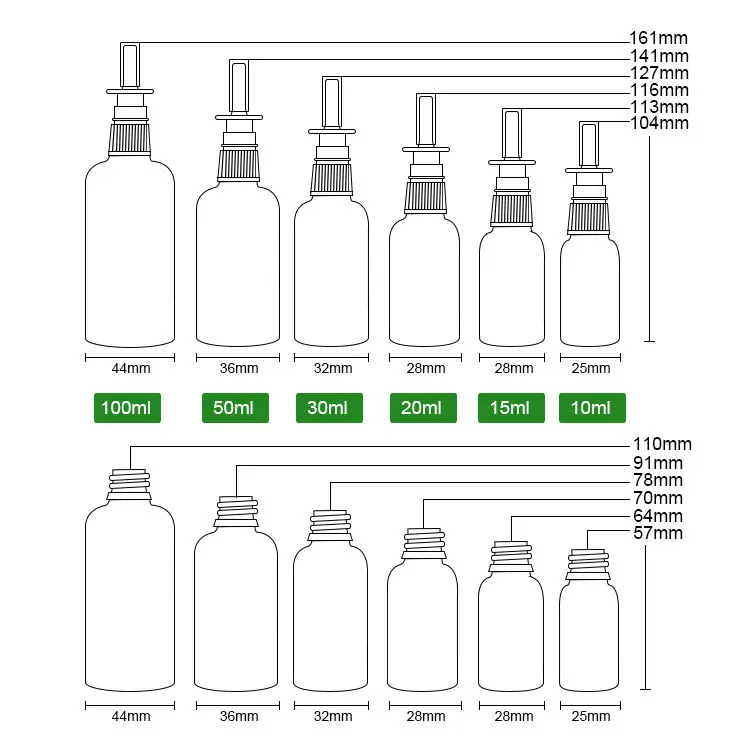 Medical Glass Mist Spray Sprayer Pumps Bottle Nozzle Plastic Material  Nasal Spray Brown Amber Glass Bottles