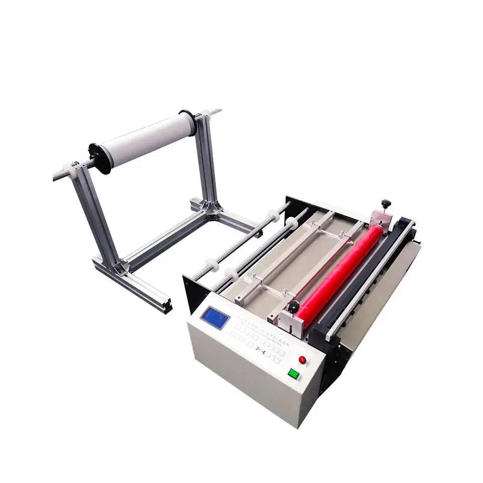 QK-600 automatic non-woven fabric kraft paper PVC PET air bubble metal film roll to sheet cutter cutting machine