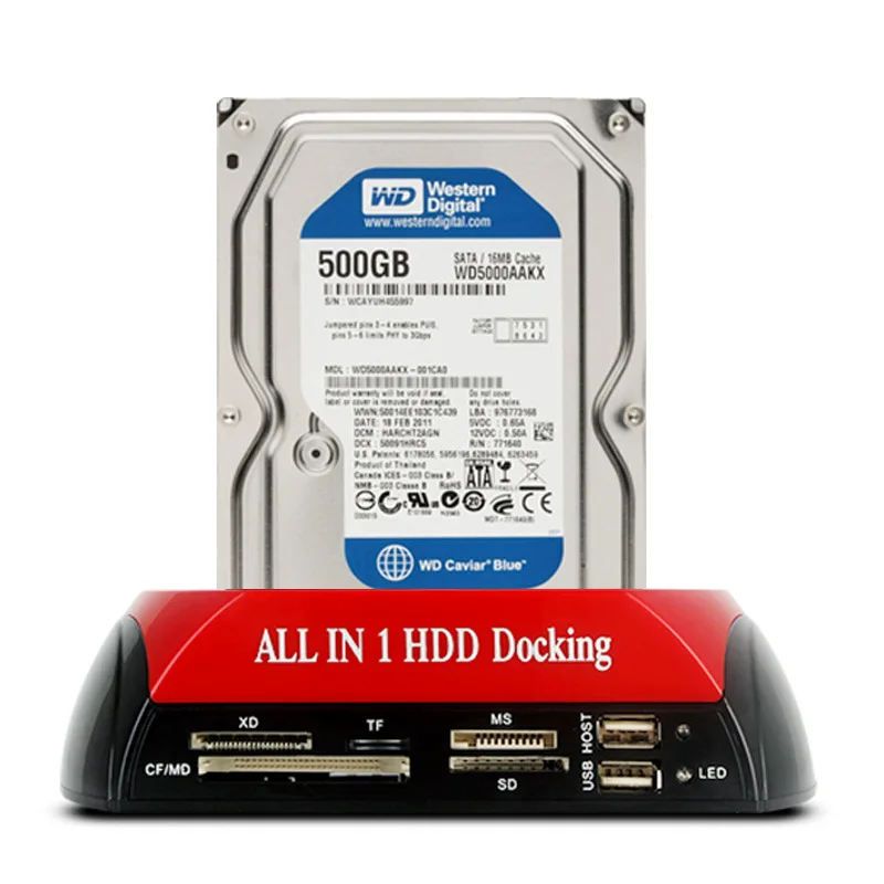 2bay USB2.0 SATA+eSATA HDD Docking Station +ESATA+Card Reader with OTB Clone