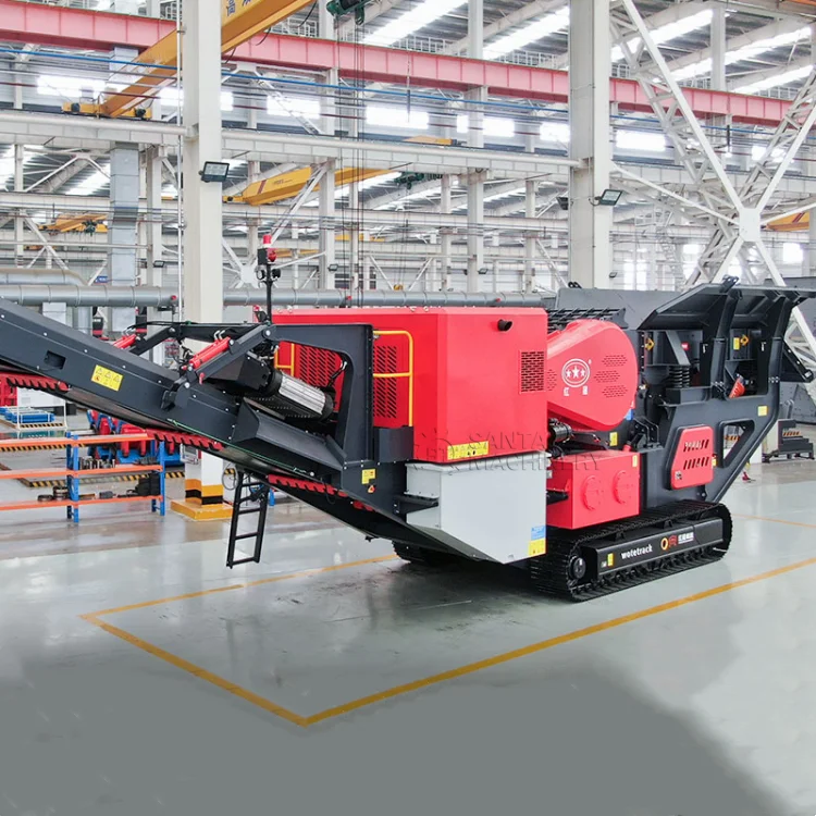 Industrial Mobile Crawler Concrete Crusher 50t/H Diesel Granite Jaw Crusher With Conveyor Belt