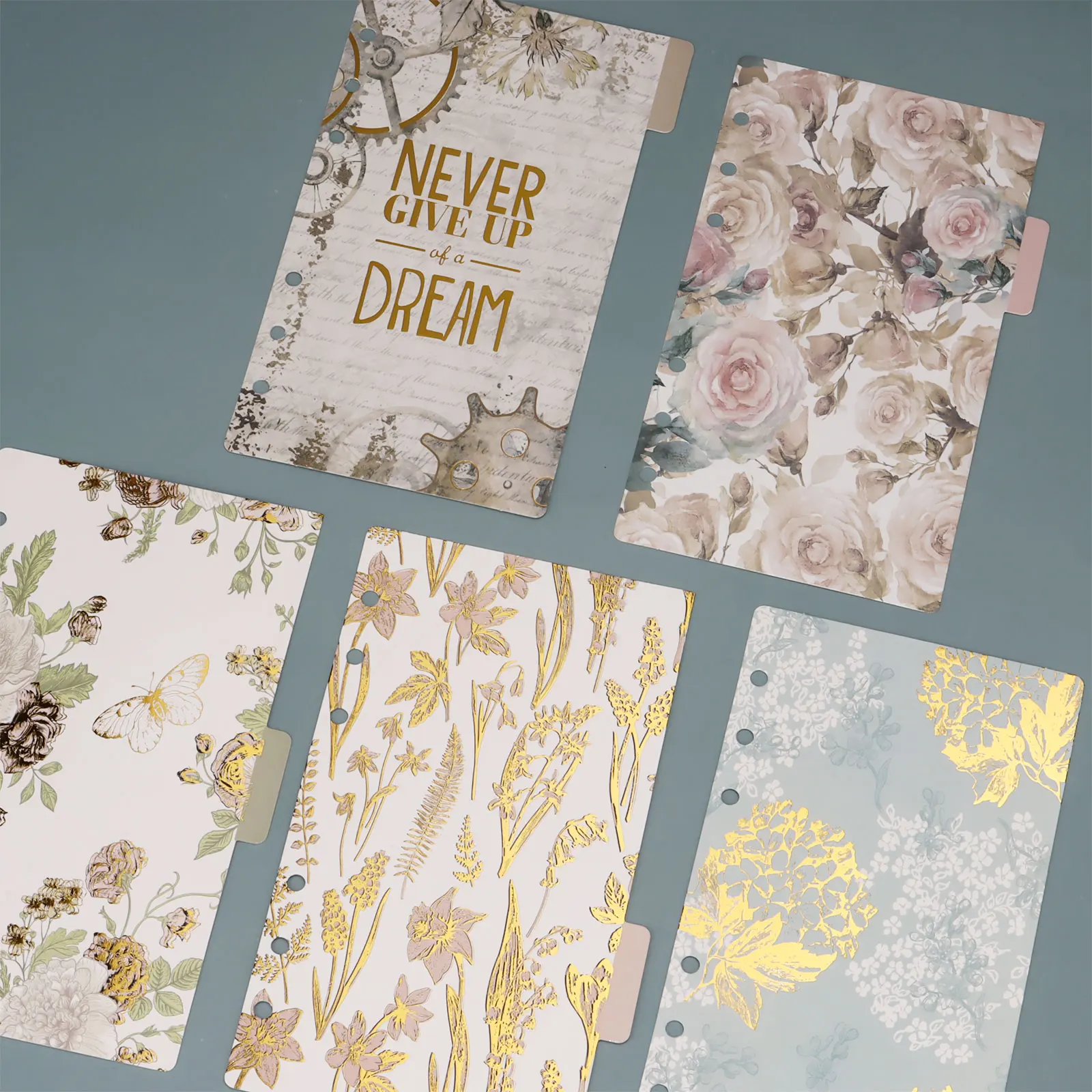 Foil stamping side tab planner divider A5 A6 cover planner binder inserts 5 tabs planners dividers sheet