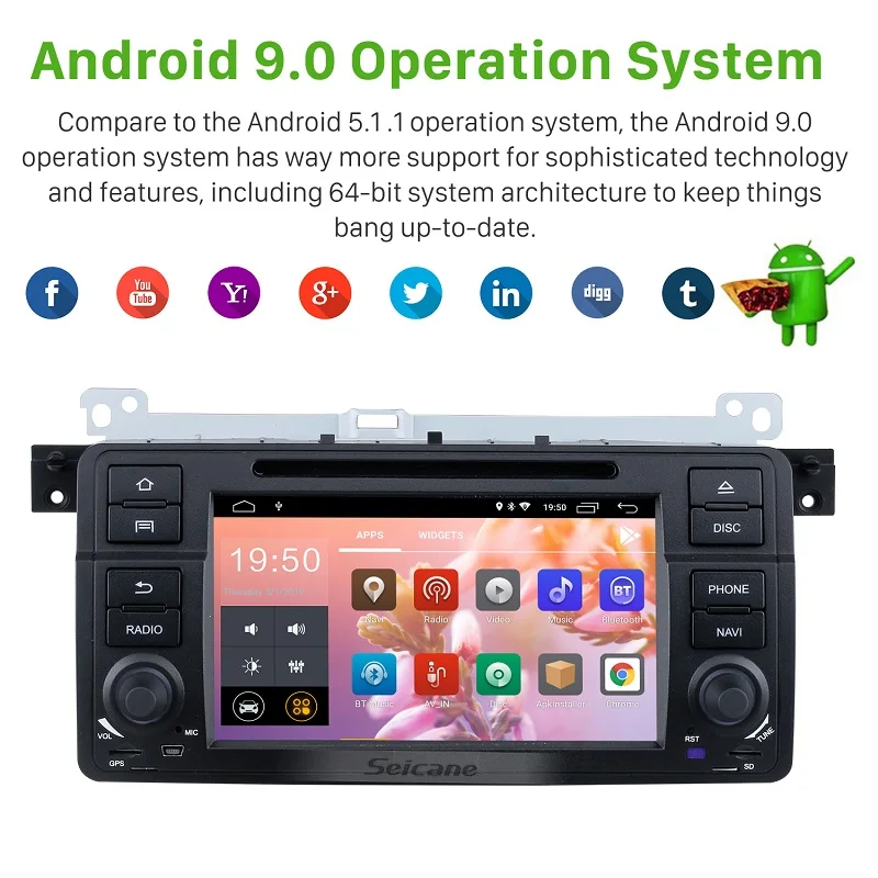 7 Inch Android 9.0 In Dash Radio For 2000-2006 BMW 3 Series M3 E46 316i Rover 75 MG ZT GPS Navigation Car DVD Player