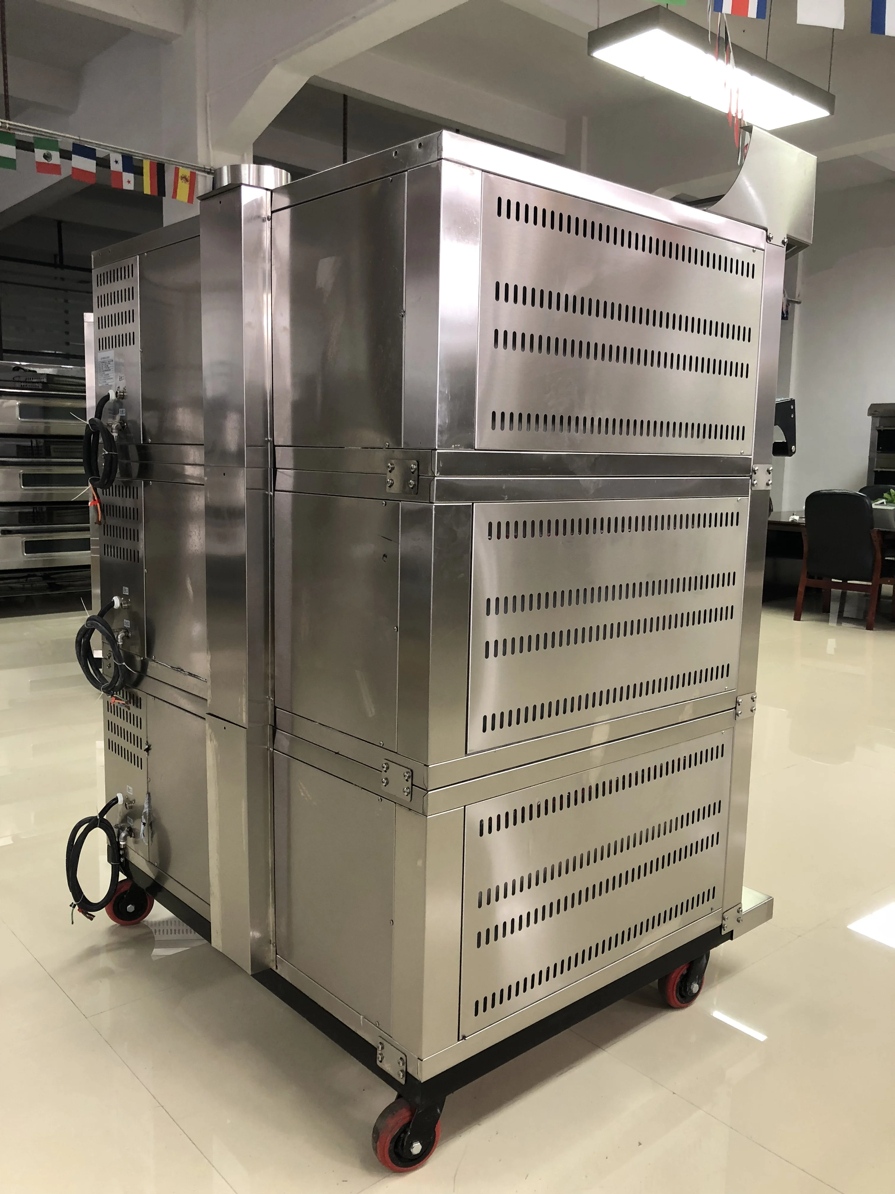 Commercial Stainless Steel Deck Oven With Steam 9-Tray 3 Deck Bakery Oven