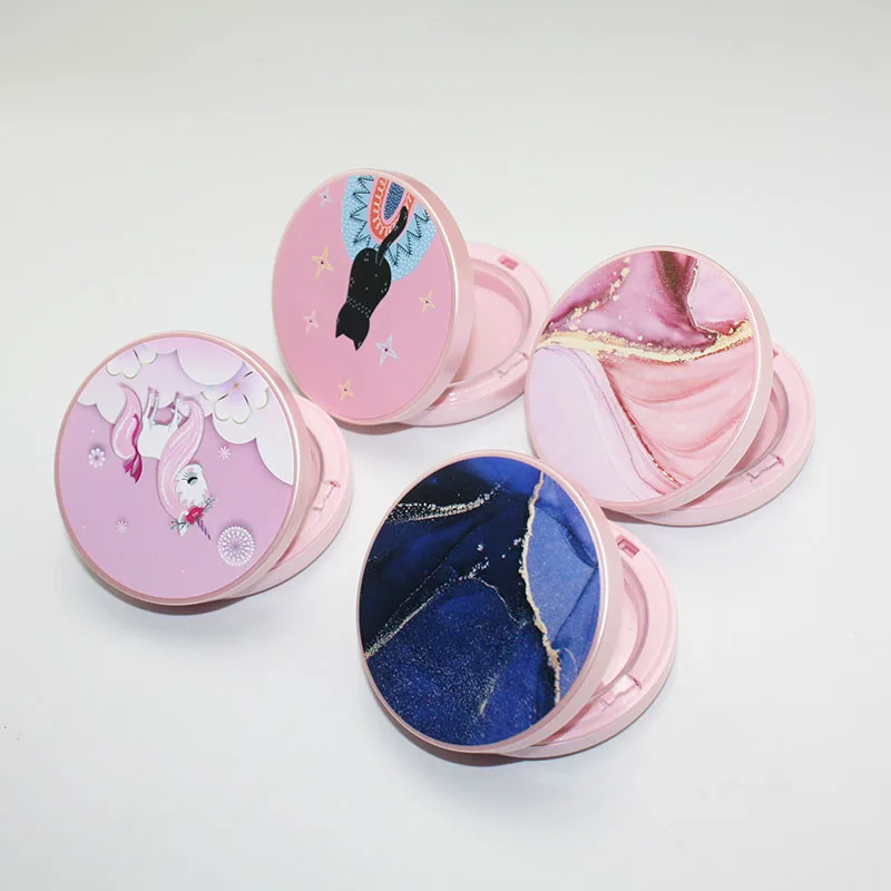 In stock Pink empty compact powder case make your LOGO round compact powder case