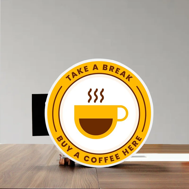 Double Sided Circular Acrylic Lightbox Outdoor Billboard Customized for Milk Tea Shop Storefront Hanging LED Sign Customization